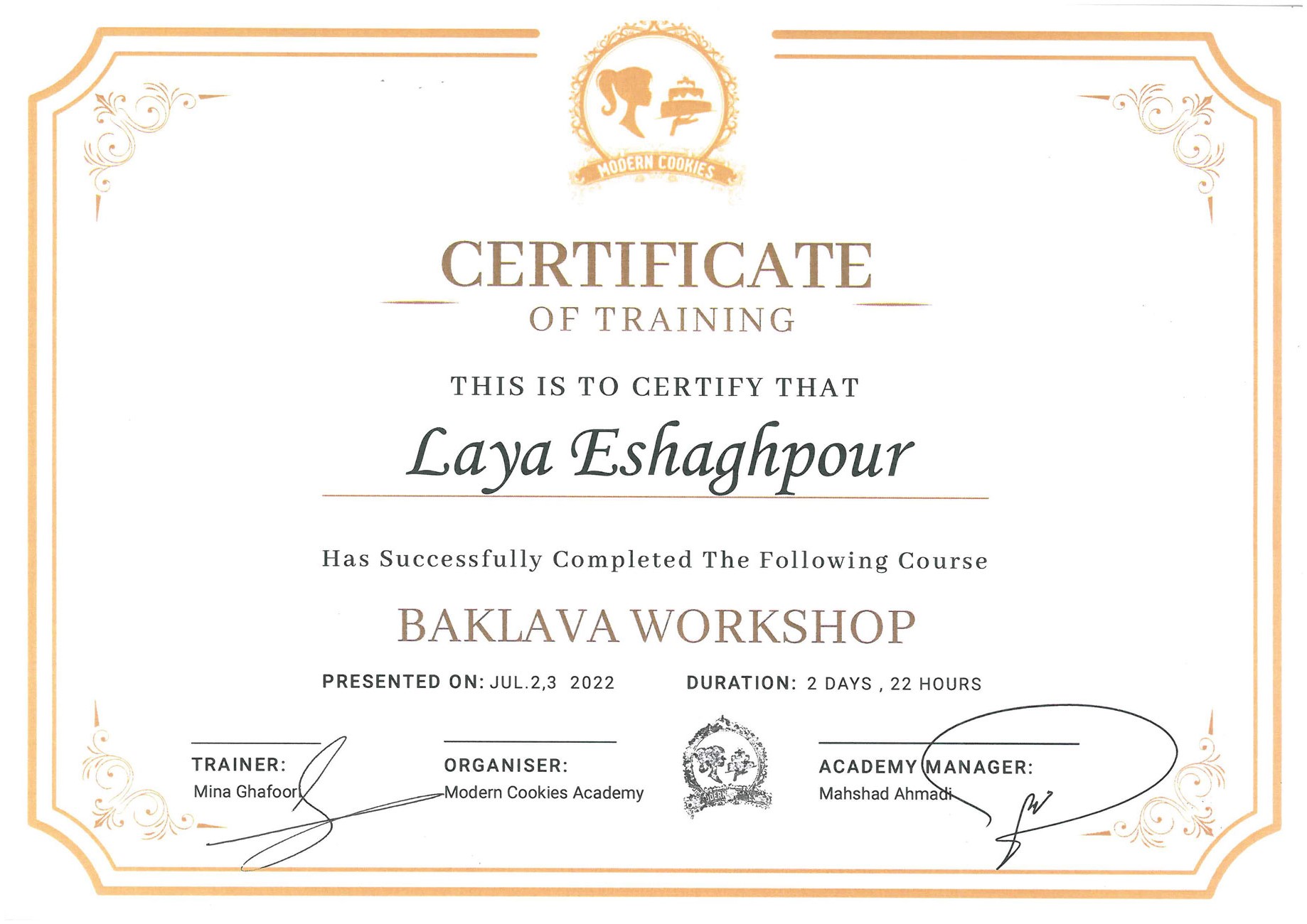  Baklava certificate
